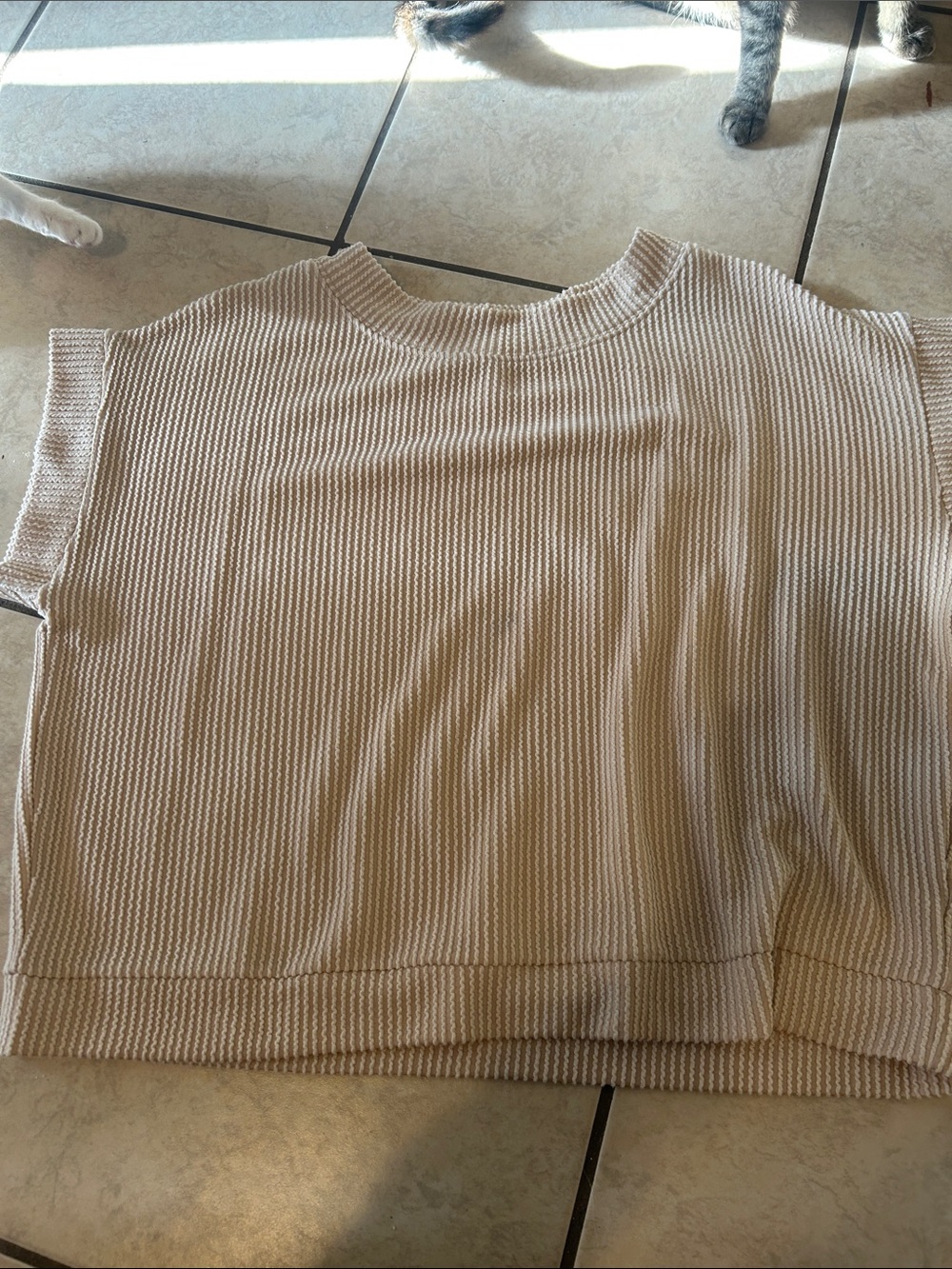 Women’s Cream Knit Sleeveless Top